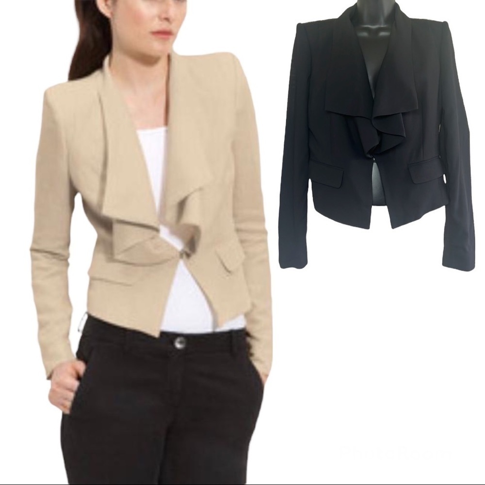 Bcbgmaxazria Black Open Front Waterfall Blazer/Jacket Size S